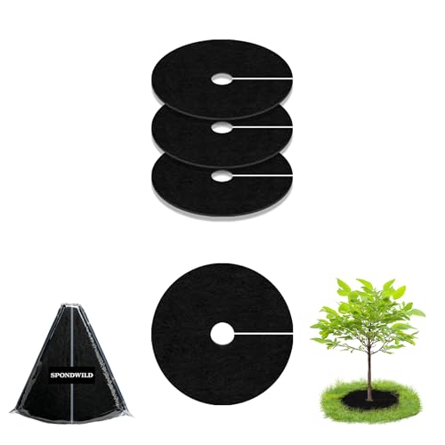 SPONDWILD 24.5 Inch 3 Pack Non-Woven Tree Mulch Ring for Weed Controlling