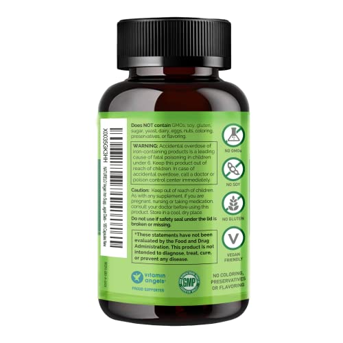 NATURELO Vegan Iron Supplement with Vitamin C and Organic Whole Foods - Gentle Iron Pills for Women & Men with Iron Deficiency Including Pregnancy, Anemia and Vegan Diets - 180 Mini Capsules - Image 3