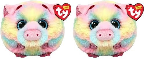 TY Schweinasso Schwein Beanie Ball 7cm - Quetschbare Beanie Baby Weiche Pluschtiere - Sammelbares Kuscheliges Stofftier (Packung mit 2) – Ansicht 1