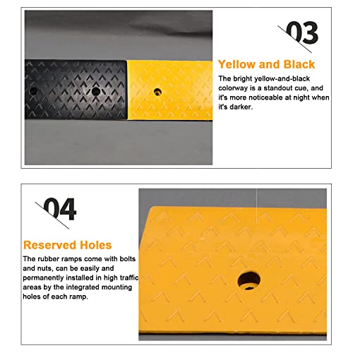 Mopam 2Pcs Rubber Curb Ramp 2'' Rise Heavy Duty Driveway Ramps For Sidewalk Threshold Ramp For Loading Dock Sidewalk Car Scooter Bike Motorcycle, 39'' (L) X 10'' (W) X 2'' (H) #TOP3