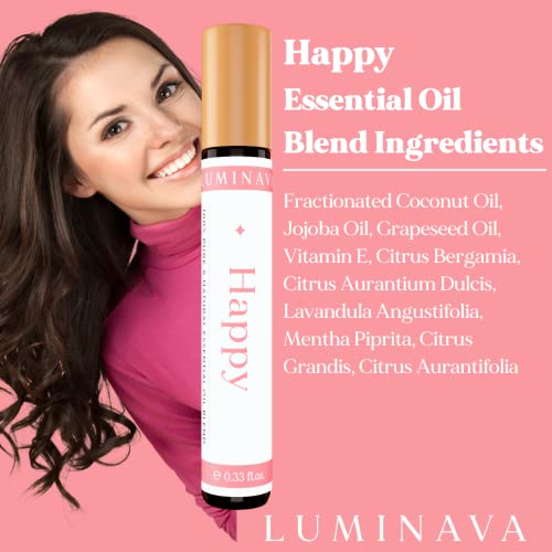 Luminava Wellness Essential Oil Blends Set, Roll On Essential Oils For Skin (Breathe, Nourish, Happy), Essential Oil Roll On, Aromatherapy Oils Roller Set, Stress Relief Gift Set For Women And Men #TOP2