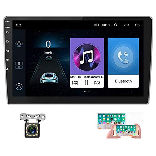 Hikity Android Double Din Car Stereo with GPS Navigation 9 Inch Touch Screen Radio Bluetooth FM Radio Receiver Support WiFi Connect Mirror Link for Phone with Dual USB Input + Backup Camera