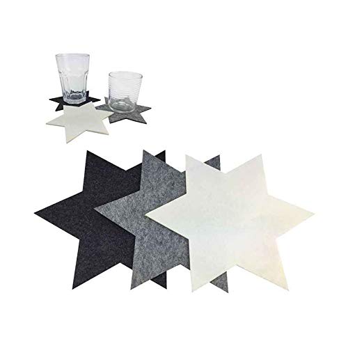 CP 6tlg. Set Filztischset + Filzuntersetzer Stern - Platzmatte,...
