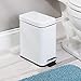 mDesign 5 Liter Rectangular Small Steel Step Trash Can Wastebasket, Garbage Container Bin for Bathroom, Powder Room, Bedroom, Kitchen, Craft Room, Office - Removable Liner Bucket, Matte White