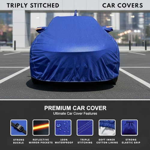 Image of Car Cover for Maruti Suzuki Jimny (2023-2026) | 100% Waterproof Cover with Reflective Mirror Pockets | Dustproof, Scratchproof, Heatproof Jimny Car Cover |Soft Cotton Lining| Blue