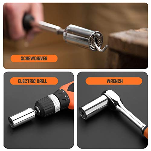 Universal Socket Wrench Grip Tools 1/4\"-3/4\" (7-19mm) Ratchet Multi-function Adapter Set with Power Drill Adapter - Cool Gadgets for Men, DIY Handyman, Father/Dad, Husband, Boyfriend, Him
