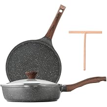 SENSARTE Nonstick Pans Set, Saute Pan 4.3Qt and 12-Inch Crepe Pan with Spreader, Swiss Nonstick Coating, Induction Compatible