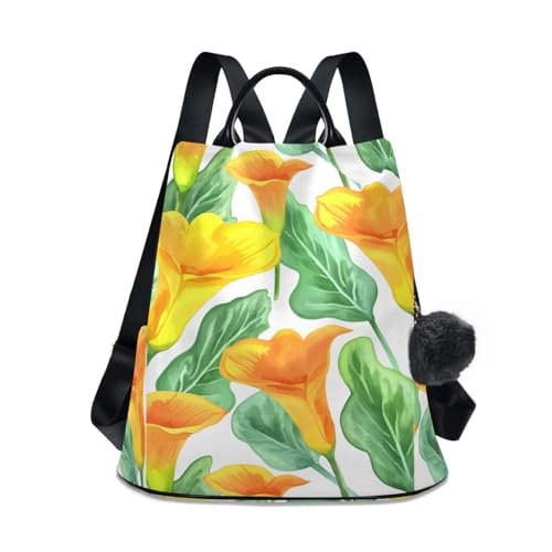 Sac à dos tendance femme contre les pickpockets avec motif floral orange