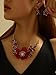 Mycitta Chunky Statement Jewelry Set Vintage Red Big Retro Flower Floral Leaf Aesthetic Bohemian Boho Bib Necklace Earring Set Fashion Costume Jewelry for Women Wedding Party Prom