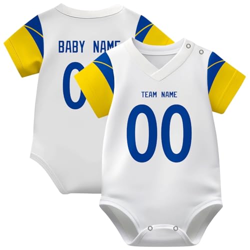 Image of KREDE Baby Clothes Unisex Bodysuit Jersey Style Custom Name Number for Baby Boys