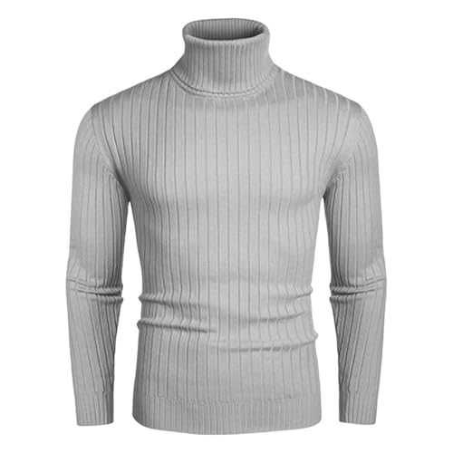 Men's Winter Turtleneck Warm Knit Sweaters Thickened Versatile Solid Color Slim Vertical Strips Pullovers3