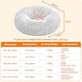 HMTOPE Orthopädisches Hundebett rund Hundekissen Hundesofa Katzenbett Donut Kuscheliges Hundekorb Waschbar, 100 cm Ø, Hellgrau