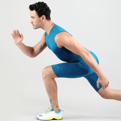 Image of DSC Men's Solid Athletic Fit Sando Compression (DSMPS320-L Azure L)