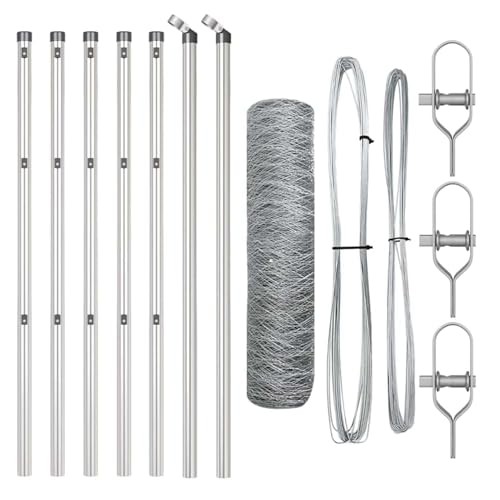 Homgoday Sechseckzaun 0.8x10 m Verzinkter Stahl, Zaunpfosten 7 Stück ?32 mm 120 cm Verzinkter Stahl Zaun Baustoffe Model3352917