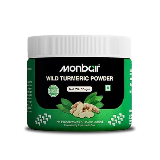 Monbair Wild Turmeric Powder 50gm - Natural Glow & Clear Skin | Kasturi Manjal | Acne Control | 100% Pure & Chemical-Free