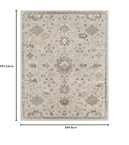 Image of 10x13 Ft Luxury Wool Rug - Handcrafted Traditional Tufted Carpet for Grand Living Rooms & Villas