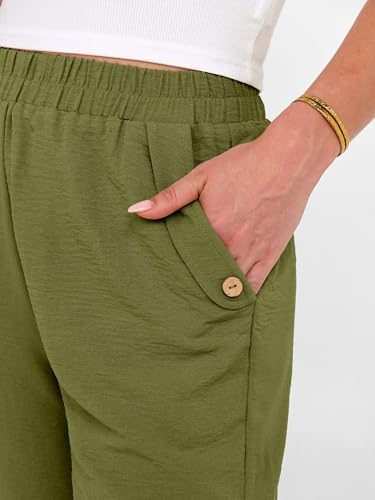 Image of ANRABESS Womens Wide Leg Capri Pants Elastic Waist Casual Loose Lounge Trousers 2026 Summer Flowy Beach Vacation Clothes