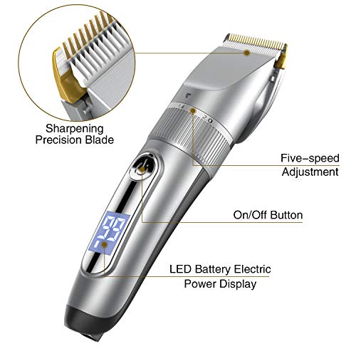 GOOLEEN Hair Clippers for Men Cordless Hair Trimmer Beard Trimmer IPX7 Waterproof USB Rechargeable Hair Cutting Kit with Hairdressing Cape LED Display - Thumbnail 6