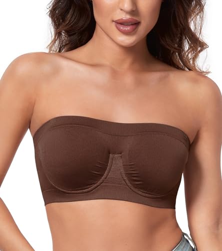 Image of HACI Women's Non Padded Strapless Bra Underwire Bandeau Seamless Multiway Supportive Tube Top