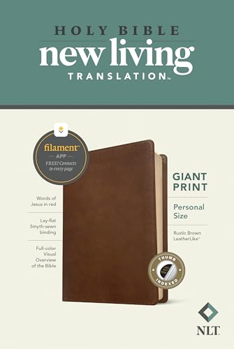 Image of NLT Personal Size Giant Print Bible, Filament Enabled (LeatherLike, Rustic Brown, Indexed, Red Letter): Includes Free Access to the Filament Bible App ... Notes, Devotionals, Worship Music, and Video