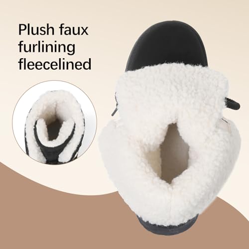 Celbreez Snow Boots Platform Boots Winter Boots for Women Mid Calf Lace up Women's Boot Cozy Boots Fleece Lined Boots Trending Shoes for Womens Warm Faux Fur Shoes2