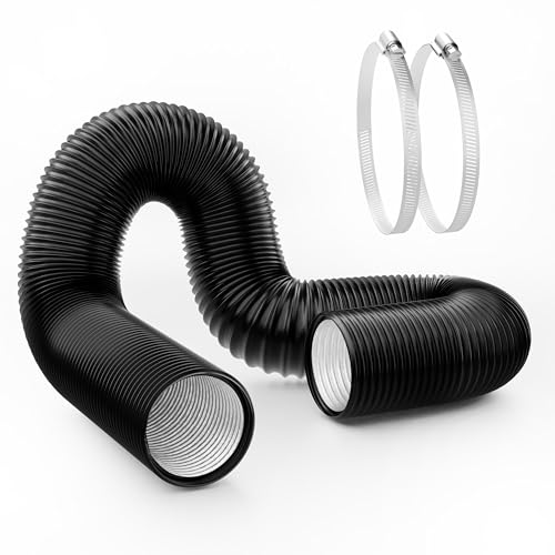 Simple Deluxe 10 Inch x 25 FT Dryer Vent Hose 4-Ply Insulated Flexible Aluminum Duct Includes 2 Clamps for HVAC Exhaust & Duct Fan Systems Heavy-Duty Air Venting Ducting Black