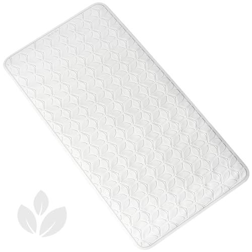WRISIN Non-Slip Rubber Bathtub Mat with Suction Cups, 17 × 35 Inch (White)