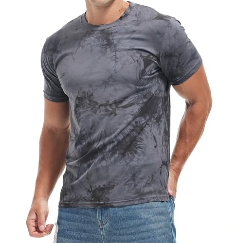 RONOMO Herren T-Shirt mit Print Batik & Graffiti-ZR Grau M
