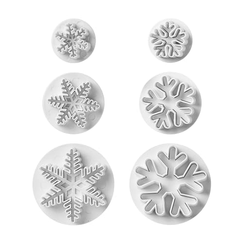 6 moldes gruesos y delgados de copos de nieve, para fondant y galletas, copos de nieve, plantillas de decoración de tartas, herramientas de horneado.