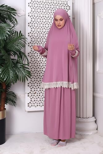 Image of Muslim Dresses for Women, Two-Piece Long Sleeve Islamic Prayer Dress, Hijab