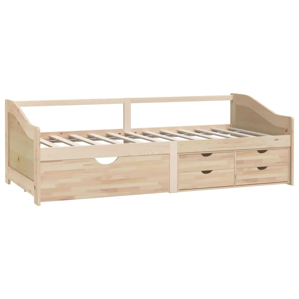 3-osobowe łóżko dzienne z litego drewna sosnowego, 90 x 200 cm, sofa do spania z 5 szufladami do przechowywania, uniwersalne łóżko dla gości, wytrzymała rama łóżka z drewna sosnowego ze
