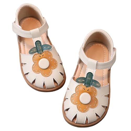 Image of WUIWUIYU Toddlers Little Girls T-Strap Hook&Loop Dress Strawberry Summer Shoes Closed Toe Carrot Sandals