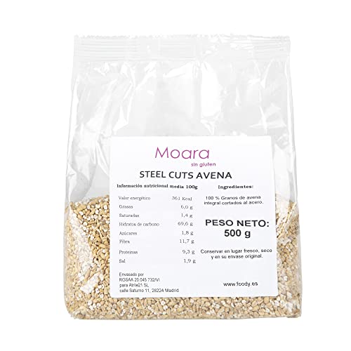 Avena cortada en acero - Avena integral, vegana, 100% libre de gluten y alérgenos - Steel cut oats,...