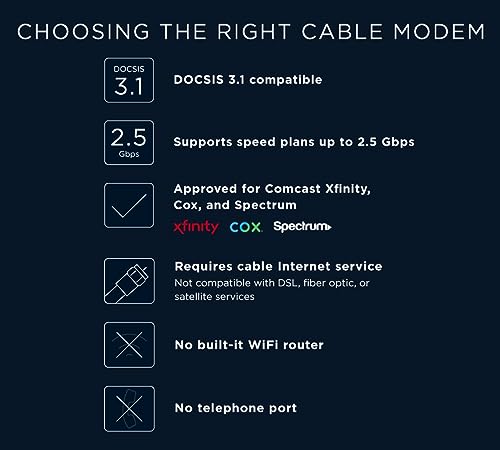 Motorola B12 - Advanced Compact Cable Modem | Pairs with Any WiFi Router | Supports Comcast Xfinity, Cox, Spectrum | 2500 Mbps Max | DOCSIS 3.1 | 2.5 Gbps Port | Nex Gen MB8611 - image 8