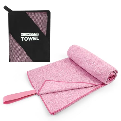 NUOYEE Microfiber Beach Towel,Quick Dry Lightweight Towel for Travel Body Hiking Backpacking Swimming Pool Camping Hot Yoga Mat Towels(Light Pink, 1 Pack XL(31.5X70 Inch)