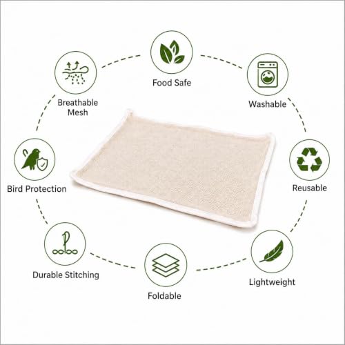 Image of Food Drying Net with Zip Cover | Cotton Papad Drying Cloth for Papad, Vadagam, Chillies, Herbs & Spices | Breathable, Washable & Reusable | Bird & Dust Protection | White | (28x38 inch,PACK-1)