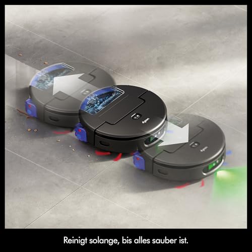 Dyson Spot+Scrub™ AI Nass- und Trocken-Roboterstaubsauger – Selbstentleerung, Selbstreinigende Nasswalze, 4-fache Teppich-Saugkraft, KI-Fleckenentfernung (Schwarz/Blau)