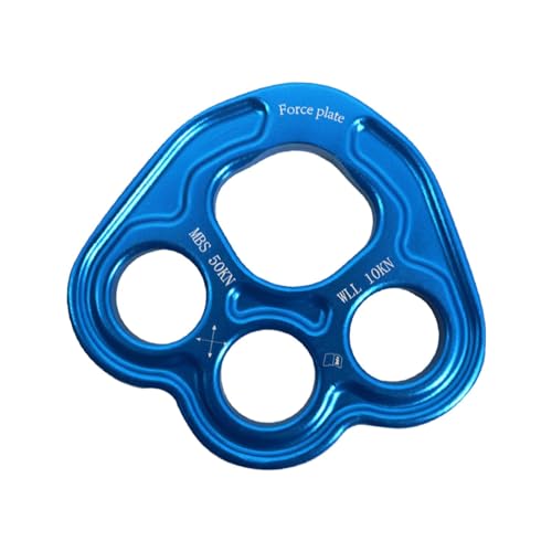 Generic 4 Löcher Paw Rigging Platte Seilzugang Kletteranker Leichte Robuste Kletterausrüstung Kraftteilerplatte, Blau