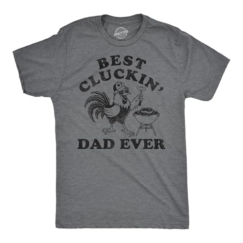 Mens Funny T Shirts Best Cluckin Dad Ever Sarcastic Fathers Day Graphic Novelty Tee for Men Funny T Shirts Dad Joke Apparel for Men Cool Sarcastic Short Dark Grey L