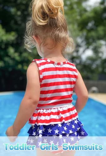 image for Ahegao 2t infant Girls 4th of July Swimsuit Little Baby USA Flag 3Year