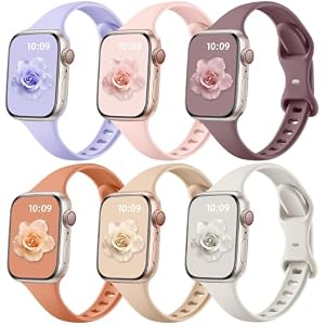Lerobo 6 Color Pack Bands Compatible with Slim Watch Bands for Apple Watch Women 42mm 40mm 41mm 38mm, Thin Narrow Sport Strap for iWatch Apple Watch Series 11 10 9 8 7 6 5 4 SE 3 2 1 Smoke V