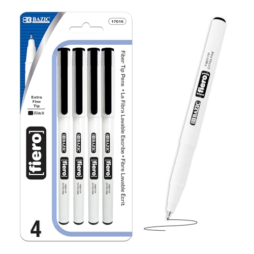 BAZIC Fiero Black Fiber Tip Fineliner Pen, 2 Pack (17016-12P)