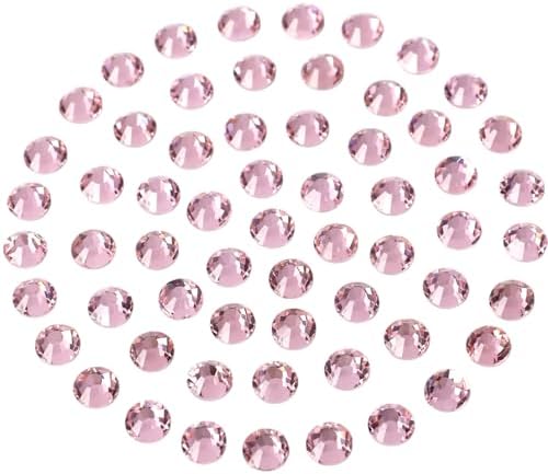Flatback Glass Crystal Rhinestones Rounds Gems for Bedazzling Nails Art Crafts Decorations Clothes Shoes（SS50 144pcs, Light Pink）