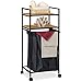 Relaxdays Mobiletto Bagno 2 In 1 Con Cesto Portabiancheria Inclinabile – Bambù Naturale E Grigio - 2