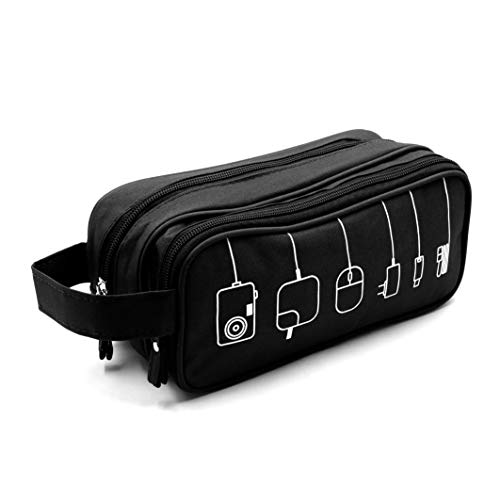 Product Image of the Honsky Gadget Organizer Bag: Universal Tech Travel Organizer, Electronics Organizer Storage Case Pouch for Cables Cords Chargers Power Bricks USB Computer Laptop Accessories, Black