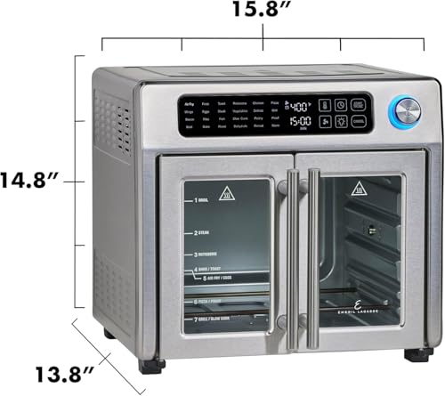 Emeril Lagasse Extra Large French Door Air Fryer Toaster Oven Combo, 24 Cooking Functions and Digital Controls, 7 Accessories Included, Stainless Steel Finish, 26QT Capacity image 4