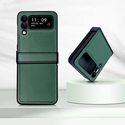 Coque Samsung Z Flip 3 4 antichoc verte avec design fibre de carbone