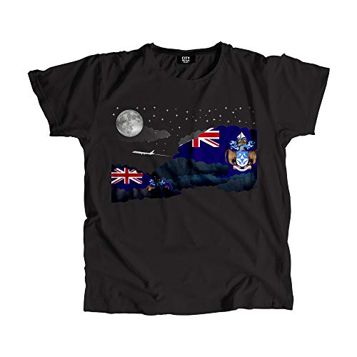T-shirt Tristan da Cunha Night Clouds pour homme et femme en coton noir