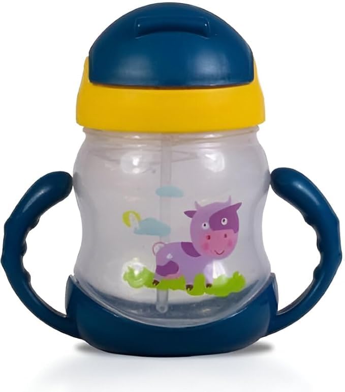 vroxy plastic sipper bottle for kids/baby sipper bottle with straw/travelling water bottle for kids with pop up straw (1pcs) (350 ml)