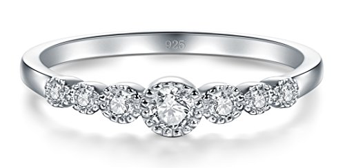 Boruo 925 Sterling Silver Ring, Cubic Zirconia Cz Eternity Engagement Wedding Band Ring Size 6.5 #TOP1